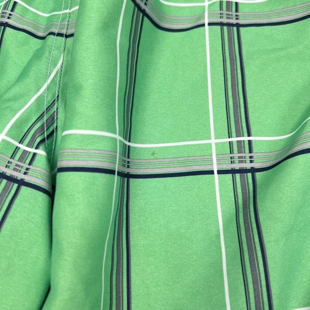 Men's OP Ocean Pacific Green Plaid Swimming Trunks Board Shorts Lined Size XL